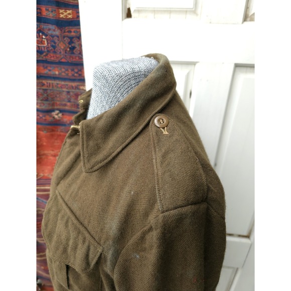 Vintage WW2 Canadian Cadet Wool Battledress Blouse Jacket Green OD 1940s M Army - Picture 13 of 16